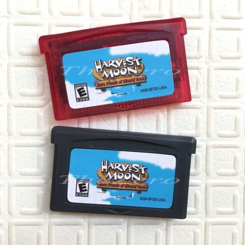 Harvest Moon More Friends of Mineral TownUSA Version Video Game Cartridge Console Card for 32 Bit Handheld Player Red/grey shell