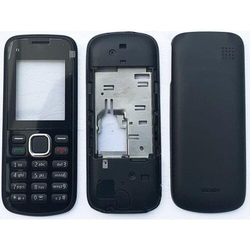 BINYEAE Full Housing Case for Nokia C1-02 Cover Facing Frame + Middle + Back cover + Keypad Cell Phone Part+Logo