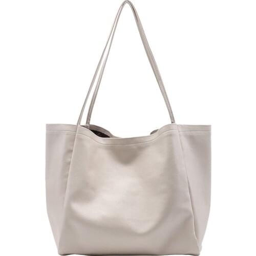 Korean Version Simple Large Capacity Tote Leisure Fashion Pu Handbag Red Pure Color Sub Mother One Shoulder Purses And Handbags