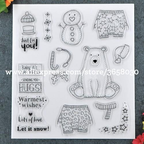 Christmas Let it snow Bear Snowman Scrapbook DIY photo cards rubber stamp clear stamp transparent stamp 18.5x20.5cm 8101570