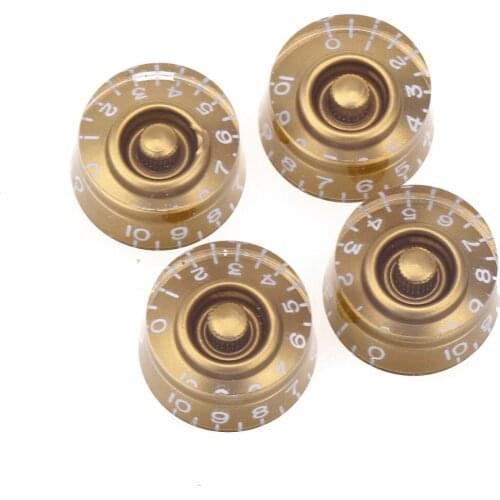 Musiclily Pro Left Handed Imperial Inch Size Control Speed Knobs for USA Made Les Paul Style Electric Guitar,Gold (Set of 4)