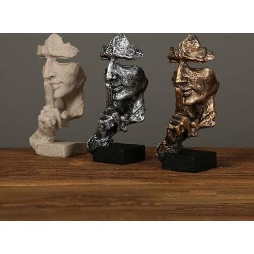 Silence Is Golden Nordic Resin Statue Abstract Sculpture Ornaments Statuettes Sculpture Craft For Office Vintage Home Decor