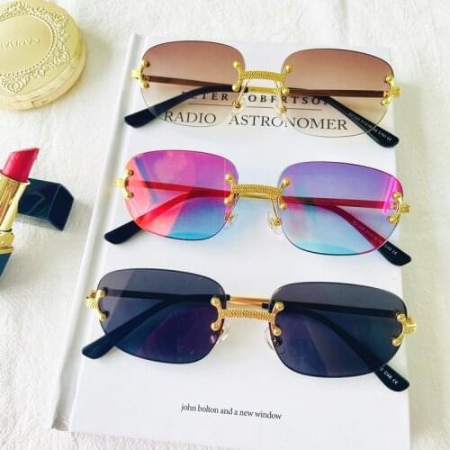 HBK Rimless Wholesale Sunglasses Women Retro Square Frameless Sun Glasses Men In Bulk Vendor Sun Glasses For Women Fashion DHL