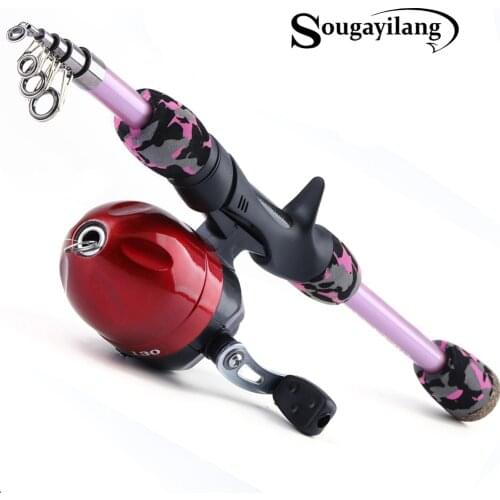 Sougayilang 1.5m Kids Fishing Rod Reel Combos Telescopic Portable Spinning Fishing Pole and Reel With fishing line lure Combo