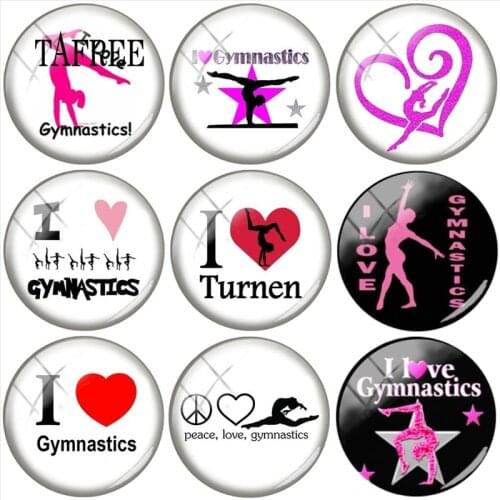 TAFREE Artistic Gymnastics Round Glass Cabochon Jewelry Findings for keychain Brooches Pendant Settings Charms
