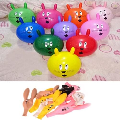 TOYZHIJIA New 10Pcs/Set Childrens Party Special Shaped Cartoon Toys Rabbit Head Latex Inflatable Balloon Mixed Color Random