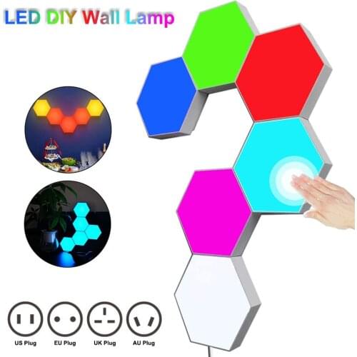 Smart LED Wall Light Hexagon Light,Touch-Sensitive RGB Night Light DIY Geometry Splicing Module For Home,Indoor,Party Decor Lamp