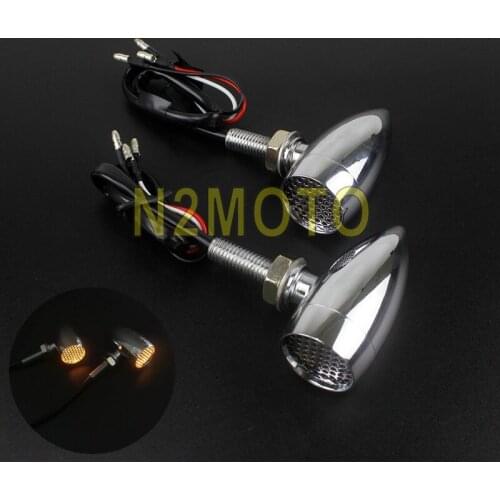 Universal 3 wires 12v Mesh Grille Cover Indicator Lights Vintage Bullet Turn Signal Blinker Lamp For Harley Honda Yamaha Triumph