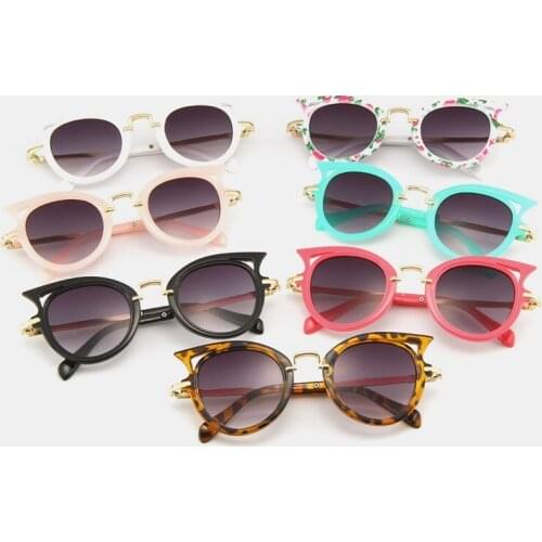 Vintage Cat Eye Children Sunglasses Classic Boys and Girls Plastic Anti-Reflective Mirror Glasses Fashion Kids Sun Glasses Uv400