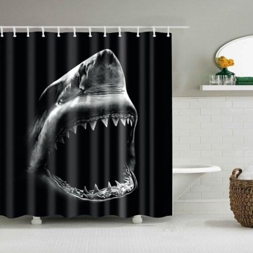 Dafield Shark Shower Curtain Animal Shower Curtain Custom Shark Black and White WaterProof Polyester Fabric Shower Curtain