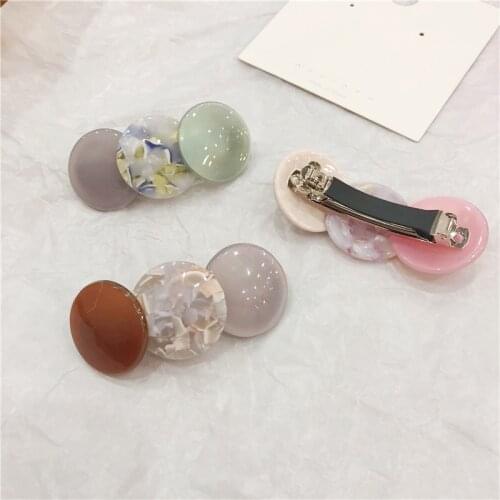 Women Acetate Geometric Hair Clip Lady Fashion Round Love Top Clip