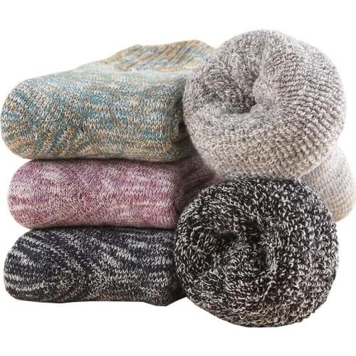 Women Cotton Socks for Winter Thermal Warm Thick Hiking Boot Heavy Soft Cozy Socks for Cold Weather 5 Pairs Terry Socks