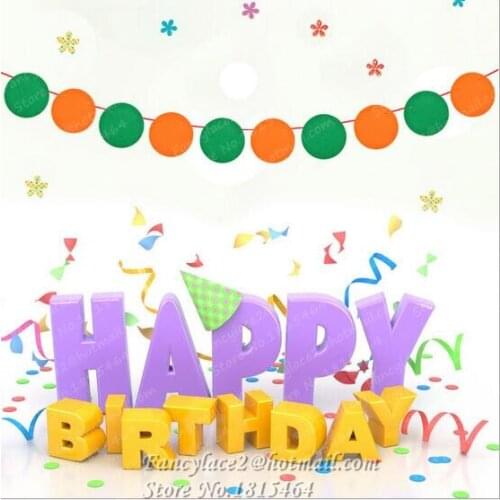 1set Round Banner Non-woven Bunting Flags Banner for Baby Shower Birthday Baptism Party Decoration Kids Room Decoration