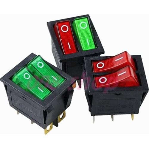 1pcs Double Boat Rocker Switch 6 Pin On-Off With Green Red Light 20A 125VAC