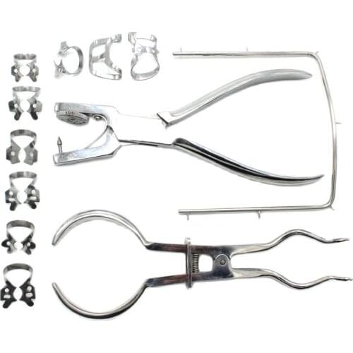 12Pcs/Set Teeth Care Dental Rubber Dam Set Perforator Puncher Pliers for Dentist Orthodontic Lab Device Instrument Equipment