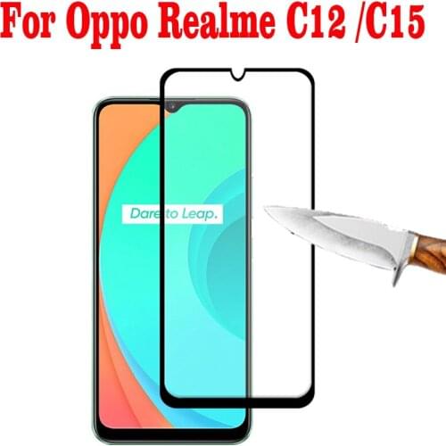 2PCS Full Cover Full Glue Tempered Glass For OPPO Realme C12 Screen Protector protective film For OPPO Realme C15 glass