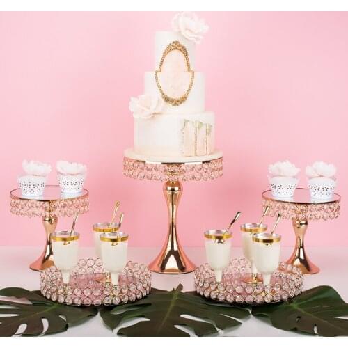 5pcs-14pcs cake stand wedding table crystal gold color