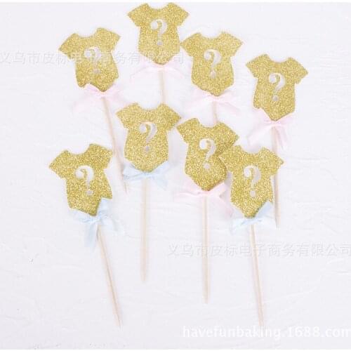 6pcs Gender Reveal Clothing Cupcake Toppers Boy or Girl Kids Baby Shower 1st Birthday Party Decoration Supply