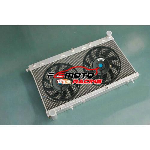 Aluminum Radiator + FANS For Subaru Forester GT SF SF5 2.0L 16V H4 Turbo EJ202/EJ205 1997-2002 MT