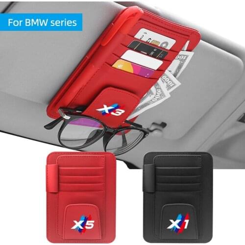 Car Multifunction Sun Visor Card receipt pen storage bag sort out For bmw X1 X2 X3 X4 X5 X6 X7 f30 G01 Series Car Accessories