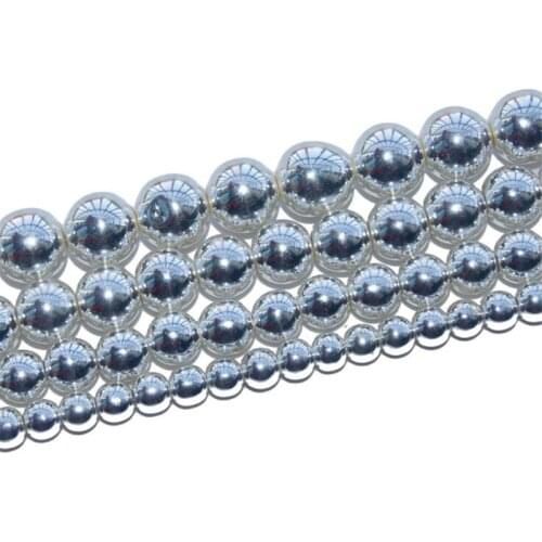 Natural Stone Gold Silvery Plated Hematite Round Loose Spacer Beads For Womens Jewelry DIY Making Bracelet 15'' Strands 2-10mm