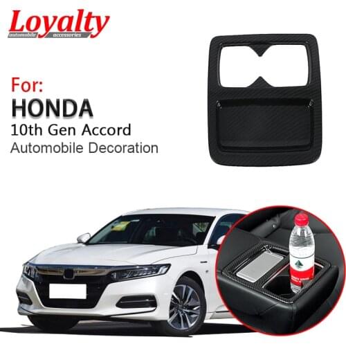 Loyalty for Honda Accord 10th Gen 2018 2019 2020 ABS Carbon Fiber Rear Seat Water Cup Frame Holder Cover Car Styling Accessories