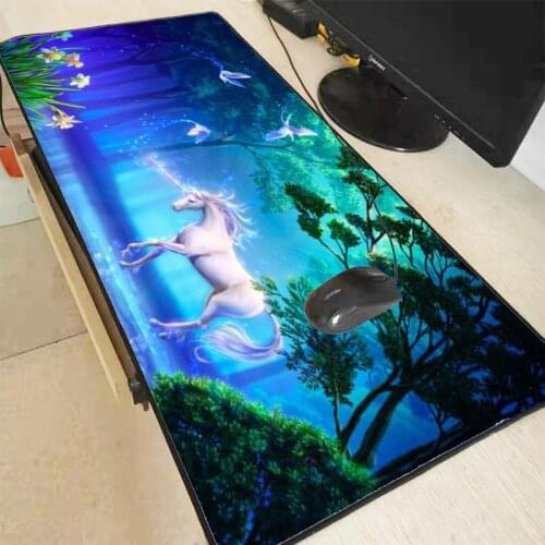 XGZ Unicorns Horse In The Forest Locking Edge Gaming Mouse Pad Gamer Game Mouse Pad Anime Mousepad Mat Speed Version for LOL