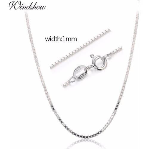 7 Sizes Available Real 925 Sterling Silver Box Chain Necklace Women Men Kids Girls 35/40/45/50/60/70/80cm Jewelry kolye collares