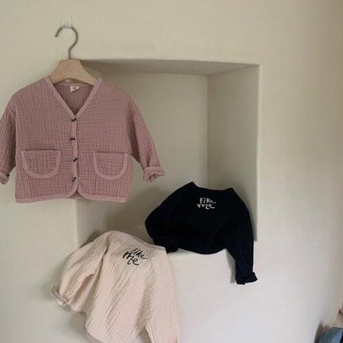 Korean Version of Childrens Clothing Baby 2021 Autumn Coat for Men and Girls Baby Simple Cute Comfortable Solid Color Cardigan