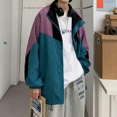 Streetwear casual mens jacket spring autumn windbreaker bomber jackets man fashion patchwork womens coat