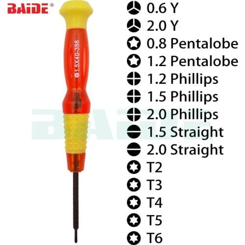 4 x 135mm Transparent Red S2 Steel Magnetic Screwdriver (0.8Pentalobe / Phillips / 2.0 Straight / T4 / T5 / T6) 1200pcs