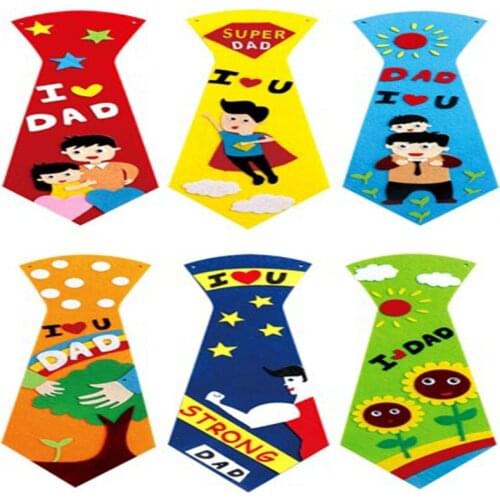 Pretty 6 Colors DIY Tie Felt Package Father Days Gift Nonwoven Felt DIY Home Kindergarten Decoration Early Learning Tool