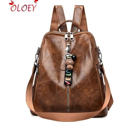 Multifunction Retro Backpack Women Bagpack pu Leather School Bags For Teenage Girls Casual Bags For Women 2020 Travel Backpack