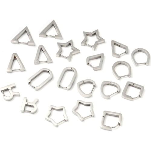 Fashion Stainless Steel Stud Earrings Silver Color Star Round Heart Metal Earrings Women Men Party Club Statement Jewelry,1Pair