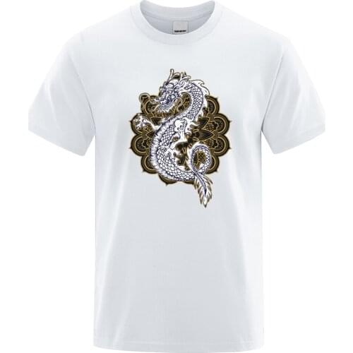 Chinesischer drache Cartoons dragon Print T-Shirts Men Fashion Loose Casual T Shirt Summer New T-Shirt Street Harajuku Soft Tops