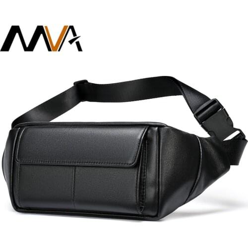MVA Men Belt Bag Belly Leather Mens Waist Bag Phone Belt Genuine Leather Waist Packs Men Small Shoulder Bags Male Fanny Pack 731