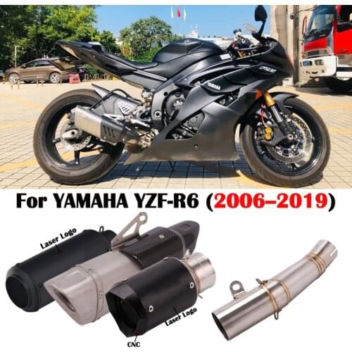 For R6 Motorcycle Exhaust System Slip on YZF R6 Exhaust Tip Baffle Pipe Middle Mid Connect Link Tube for Yamaha YZF R6 2006-2018