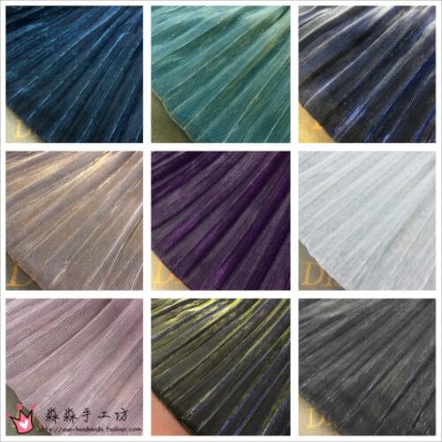 Pleated Fabric silk Star New Gradient, Bright, 100% Pleated Mesh Fabric Ins Night Dress Crepe F