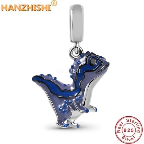 925 Sterling Silver Adorable Cartoon Dinosaur Dangle Charms Beads Fit Original Pandora Bracelet Necklace Jewelry for Women Men