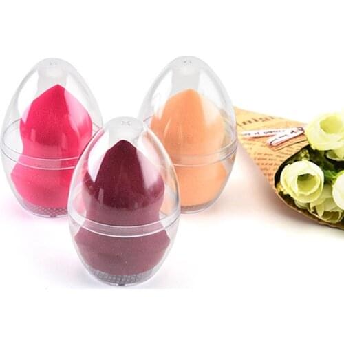 Transparent Egg Shape Makeup Powder Puff Sponge Empty Container Storage Box Sponge Box Case Container Makeup Egg Drying Case