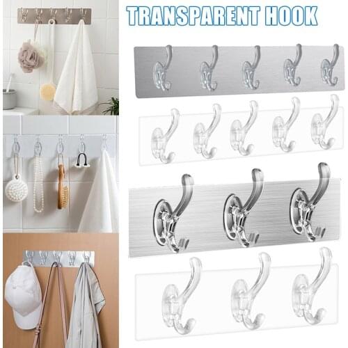 Transparent Adhesive Seamless Wall Hooks Strong Non Marking Sticking Hook Waterproof Oil-proof No Punching Hooks WXV Sal