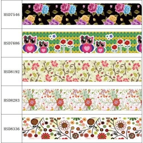 22MM 25MM 38MM 50MM 75mm Printed Pattern on Grosgrain Ribbon for diy ribbon