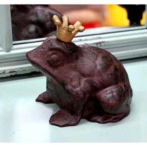 NORDIC CREATIVE FROG FIGURINE VINTAGE FROG STATUE HOME DECOR CRAFTS ROOM DECORATION OBJECTS Heavy cast iron crown frog