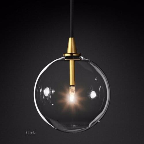 Modern Bubble Clear Glass Ball Pendant Lights Vintage Loft Kitchen Hanging Lamp Living Room Bedside Simple Retro Suspension Lamp