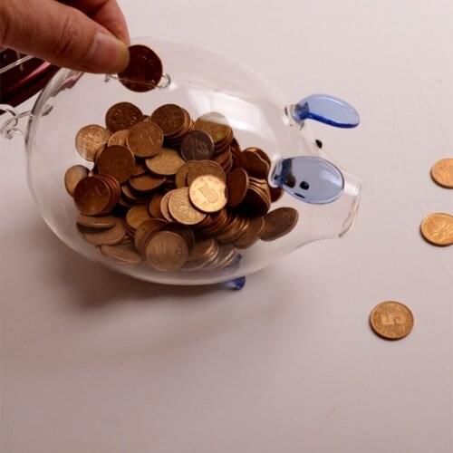 Pig Piggy Bank Money Boxes Coin Saving Box Cute Transparent Glass Souvenir Birthday Gift For Children Kids