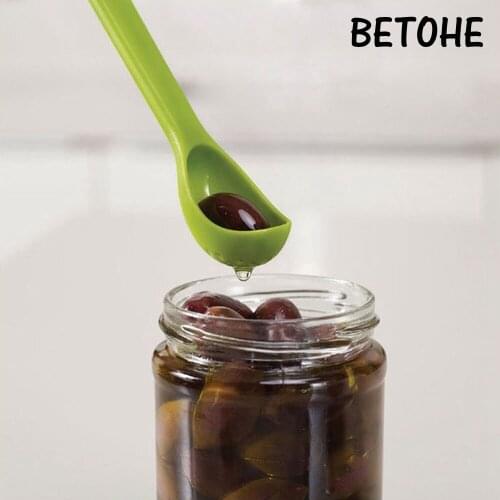 BETOHE High Quality 2-piece Jar spoon And Fork Plastic Colander Steel Fruit Fork Practical Kitchen Tableware