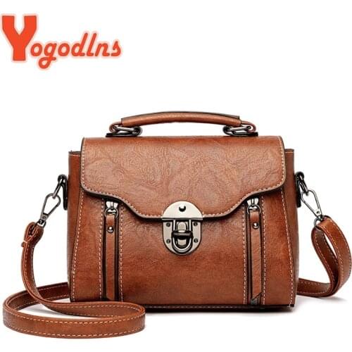Yogodlns 2021 Crossbody Bag For Women PU Leather Small Square Bag Fashion Shoulder Bag Vintage Lady Handbag Lock Messenge Bag