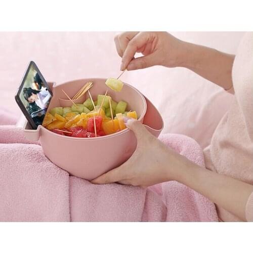 1PC Fruits Melon Seed Snack Case Food Storage Box Creative Double Deck Case Home Accessories with Mobile Phone Stand OK 0660