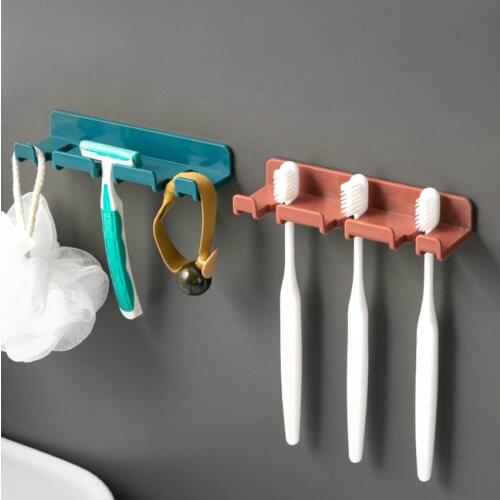 1Pc Wall Mount Toothbrush Holder Storage Rack Multi-purpose Electric Tooth Brush Stand Shelf, Keys Cable Plug Sundries Hanger