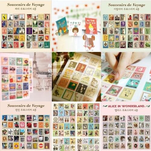 10sets Retro stamp cartoon Stickers DIY Scrapbooking Paper Vintage Stamps Stickers Retro Decoration Sticker